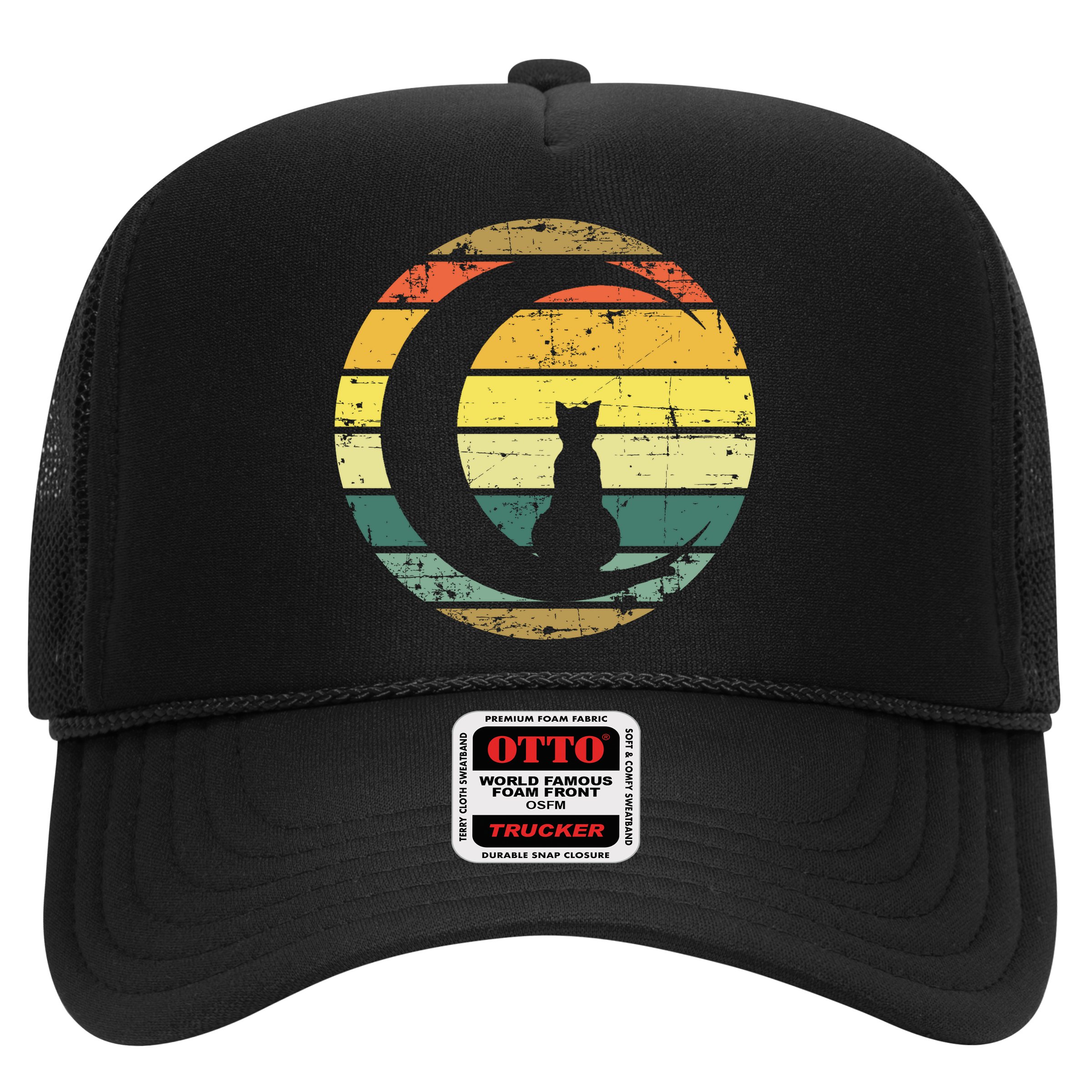 Cat Retro Moon Sunset Hat