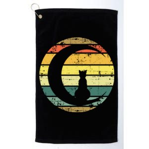 Cat Retro Moon Sunset Platinum Collection Golf Towel