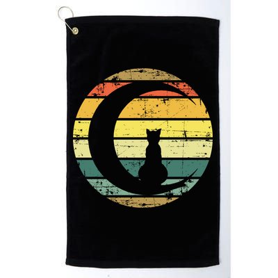 Cat Retro Moon Sunset Golf Towel