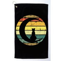 Cat Retro Moon Sunset Golf Towel