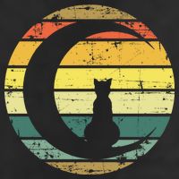 Cat Retro Moon Sunset Golf Towel