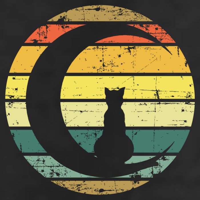 Cat Retro Moon Sunset Golf Towel
