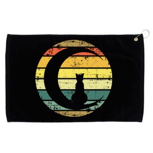 Cat Retro Moon Sunset Grommeted Golf Towel