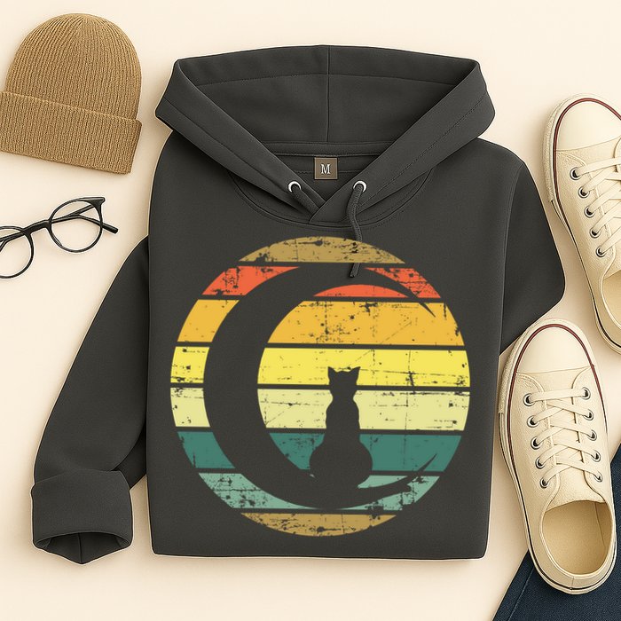 Cat Retro Moon Sunset Hoodie