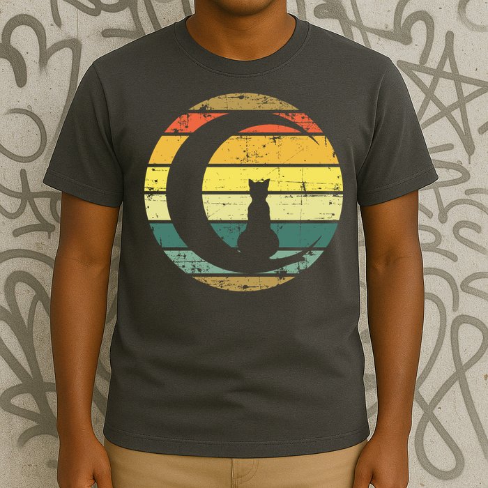 Cat Retro Moon Sunset T-Shirt