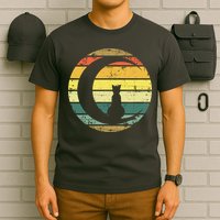 Cat Retro Moon Sunset T-Shirt