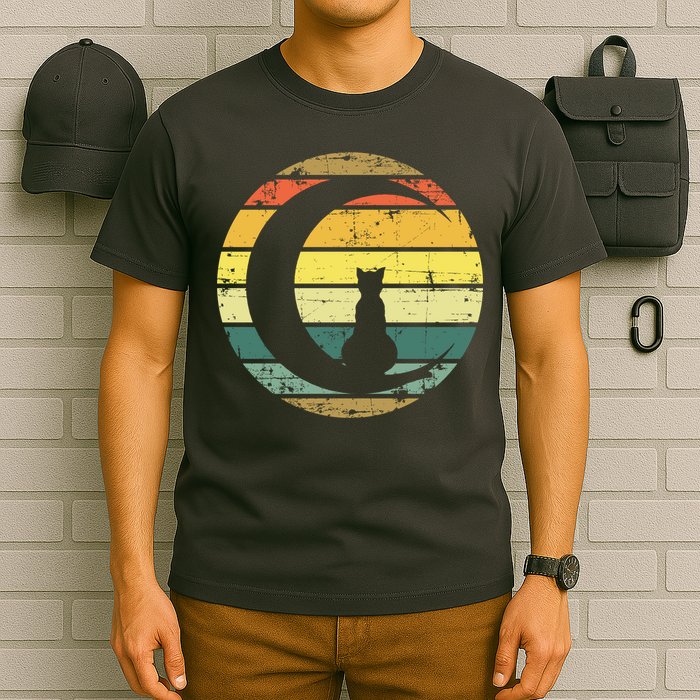 Cat Retro Moon Sunset T-Shirt