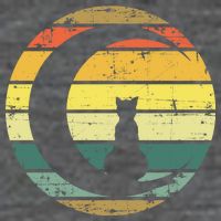 Cat Retro Moon Sunset T-Shirt