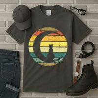 Cat Retro Moon Sunset Tall T-Shirt