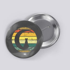 Cat Retro Moon Sunset Button