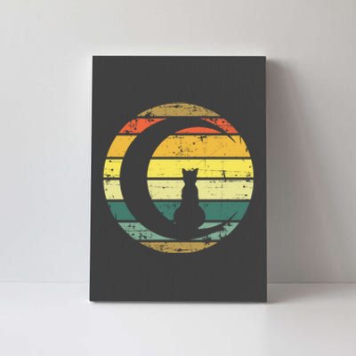 Cat Retro Moon Sunset Canvas