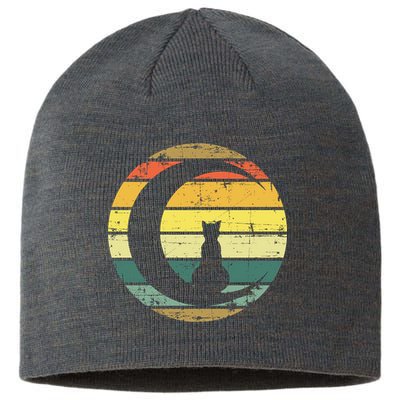 Cat Retro Moon Sunset Sustainable Beanie