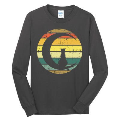 Cat Retro Moon Sunset Tall Long Sleeve T-Shirt