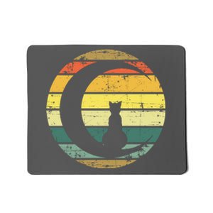 Cat Retro Moon Sunset Mousepad