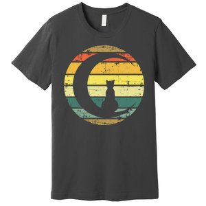 Cat Retro Moon Sunset Premium T-Shirt