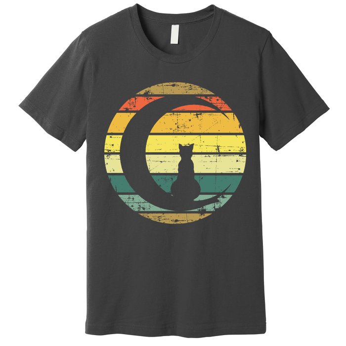 Cat Retro Moon Sunset Premium T-Shirt