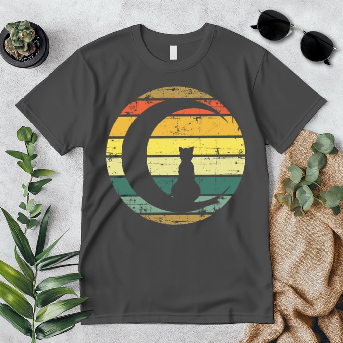 Cat Retro Moon Sunset Premium T-Shirt