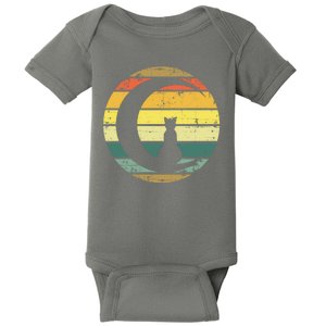 Cat Retro Moon Sunset Baby Bodysuit