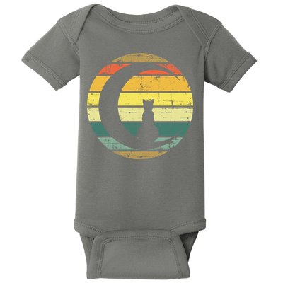 Cat Retro Moon Sunset Baby Bodysuit