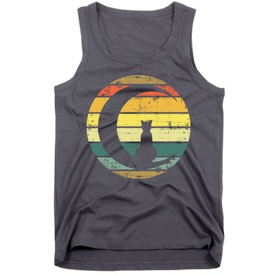 Cat Retro Moon Sunset Tank Top