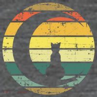 Cat Retro Moon Sunset Wool Snapback Cap