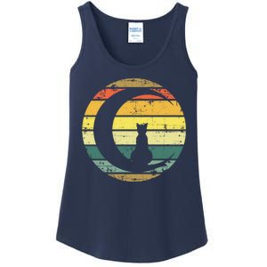 Cat Retro Moon Sunset Ladies Essential Tank