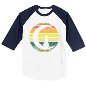 Cat Retro Moon Sunset Baseball Sleeve Shirt