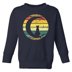 Cat Retro Moon Sunset Toddler Sweatshirt