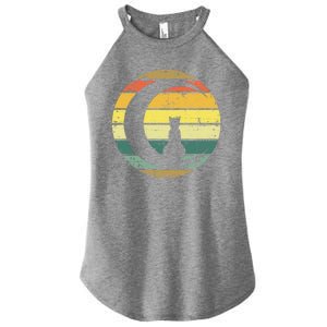 Cat Retro Moon Sunset Women's Perfect Tri Rocker Tank