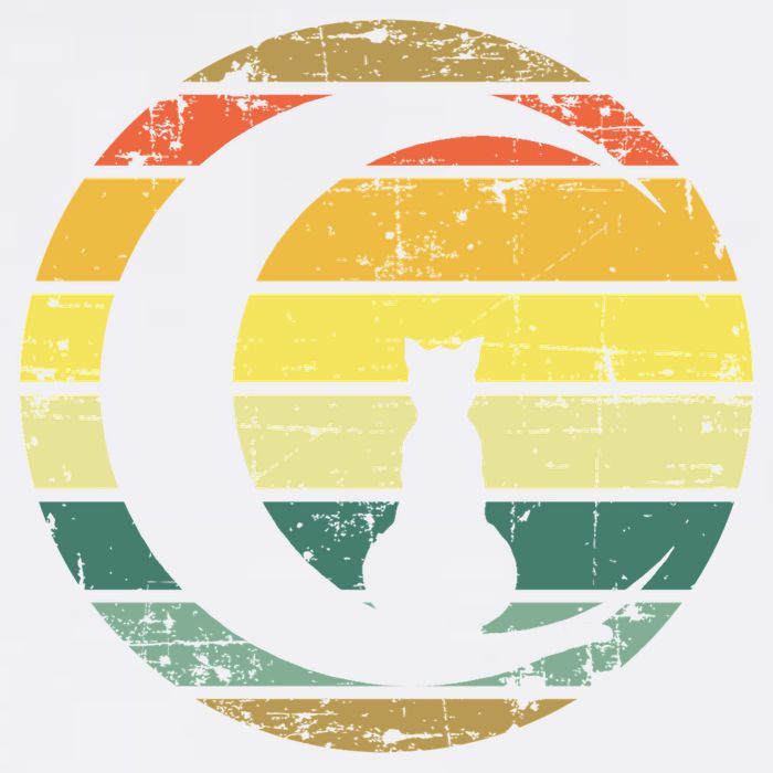Cat Retro Moon Sunset Garment-Dyed Sweatshirt