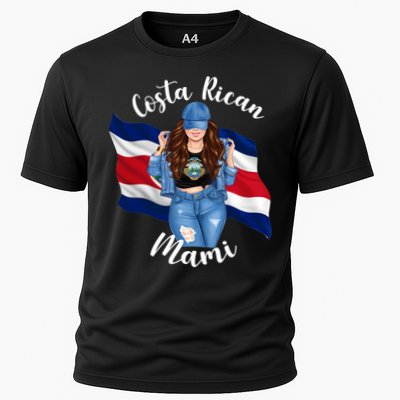 Costa Rican Mami Flag Emblem Brunette Costa Rico Queen Mom Gift Performance Shirt