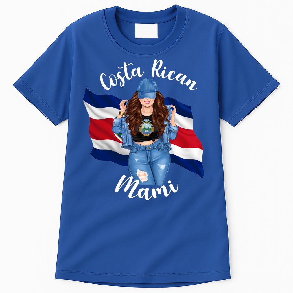 Costa Rican Mami Flag Emblem Brunette Costa Rico Queen Mom Gift Tall T-Shirt