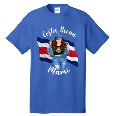 Costa Rican Mami Flag Emblem Brunette Costa Rico Queen Mom Gift Tall T-Shirt