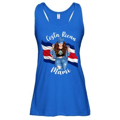 Costa Rican Mami Flag Emblem Brunette Costa Rico Queen Mom Gift Ladies Essential Flowy Tank