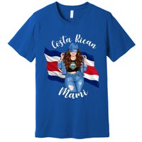 Costa Rican Mami Flag Emblem Brunette Costa Rico Queen Mom Gift Premium T-Shirt