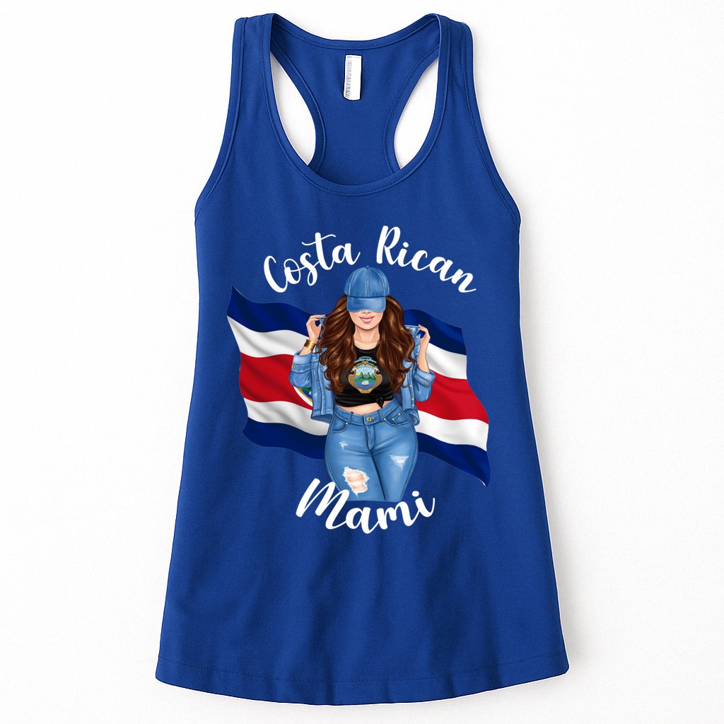 Costa Rican Mami Flag Emblem Brunette Costa Rico Queen Mom Gift Womens Tank Top