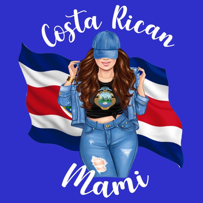 Costa Rican Mami Flag Emblem Brunette Costa Rico Queen Mom Gift Women's V-Neck T-Shirt