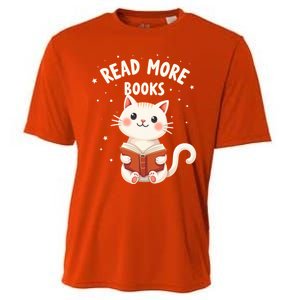 Cute Read More Books Cat Reading Book Librarian Cool Gift Cooling Performance Crew T-Shirt