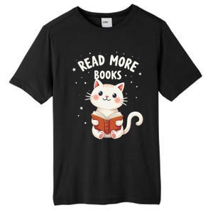 Cute Read More Books Cat Reading Book Librarian Cool Gift Tall Fusion ChromaSoft Performance T-Shirt