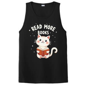 Cute Read More Books Cat Reading Book Librarian Cool Gift PosiCharge Competitor Tank