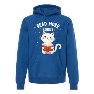 Cute Read More Books Cat Reading Book Librarian Cool Gift Premium Hoodie