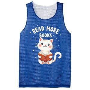 Cute Read More Books Cat Reading Book Librarian Cool Gift Mesh Reversible Basketball Jersey Tank