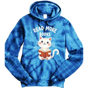 Cute Read More Books Cat Reading Book Librarian Cool Gift Tie Dye Hoodie