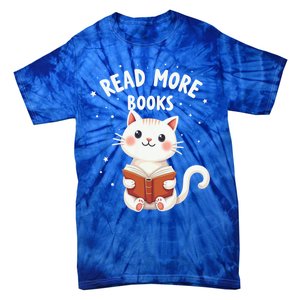 Cute Read More Books Cat Reading Book Librarian Cool Gift Tie-Dye T-Shirt