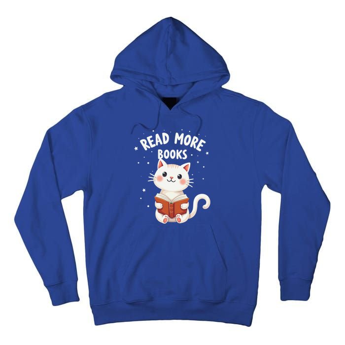 Cute Read More Books Cat Reading Book Librarian Cool Gift Tall Hoodie