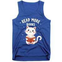 Cute Read More Books Cat Reading Book Librarian Cool Gift Tank Top