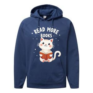 Cute Read More Books Cat Reading Book Librarian Cool Gift Performance Fleece Hoodie