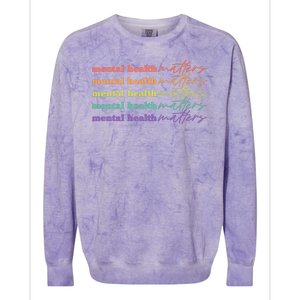 Colorful Retro Mental Health Matters Colorblast Crewneck Sweatshirt