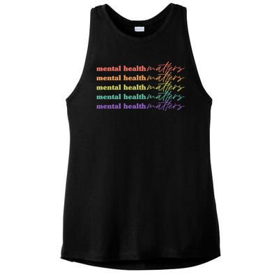 Colorful Retro Mental Health Matters Ladies PosiCharge Tri-Blend Wicking Tank