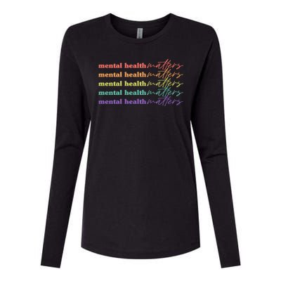 Colorful Retro Mental Health Matters Womens Cotton Relaxed Long Sleeve T-Shirt